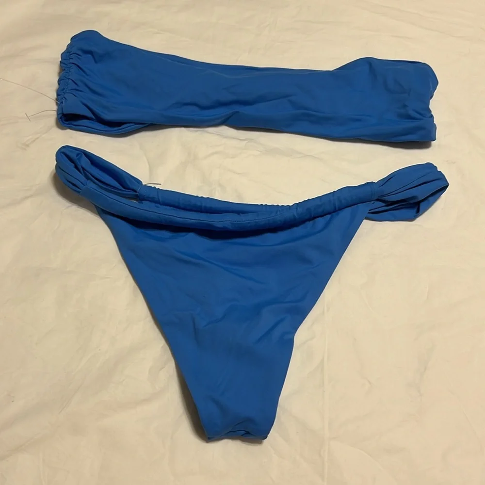 Stone Fox Swim Light Blue Twist Bandeau Bikini